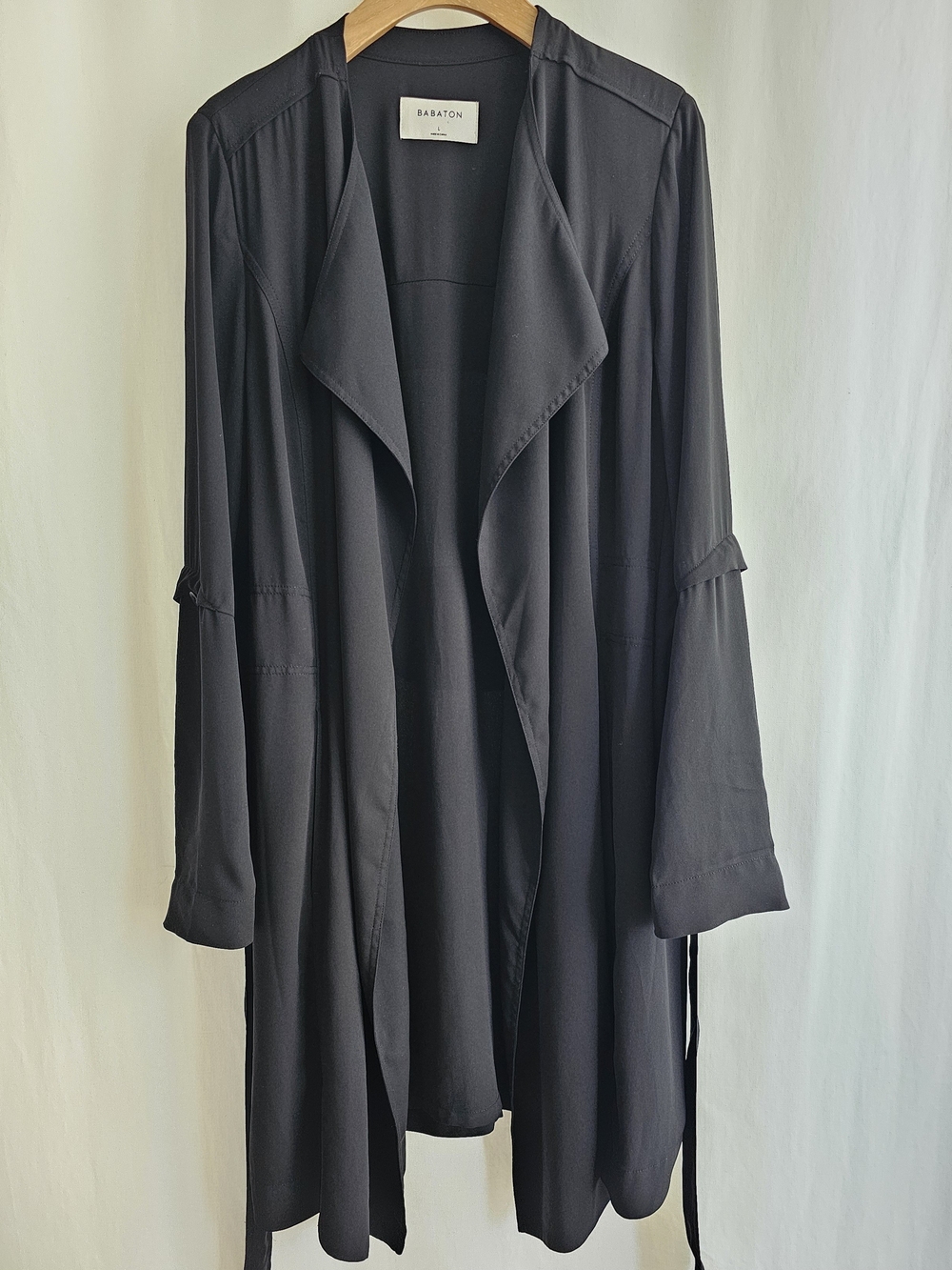 Aritzia Babaton Black Flowy Trench Coat with Belt - Picture 6 of 16